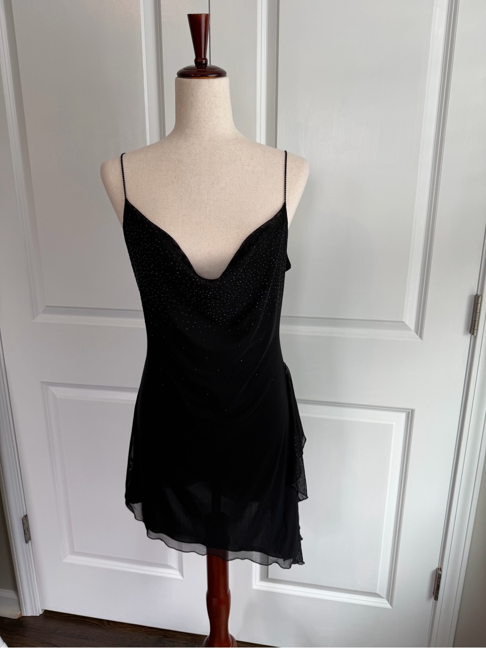 Vintage Guess Collection Women’s Assymetrical Black Sequin Dress Size Medium Y2K